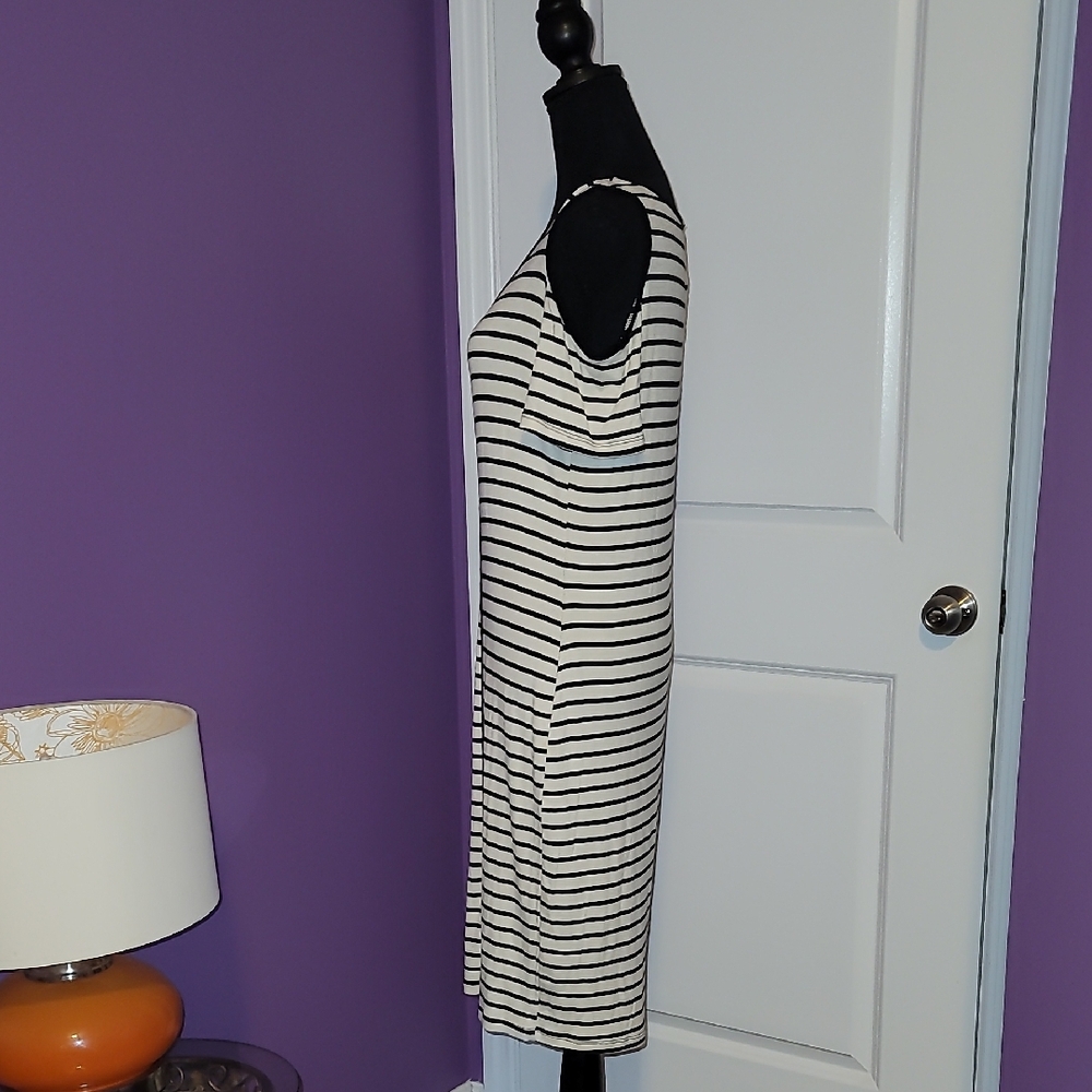 Black and White Cold Shoulder Sheath Midi Dress Sz: M - Picture 6 of 8
